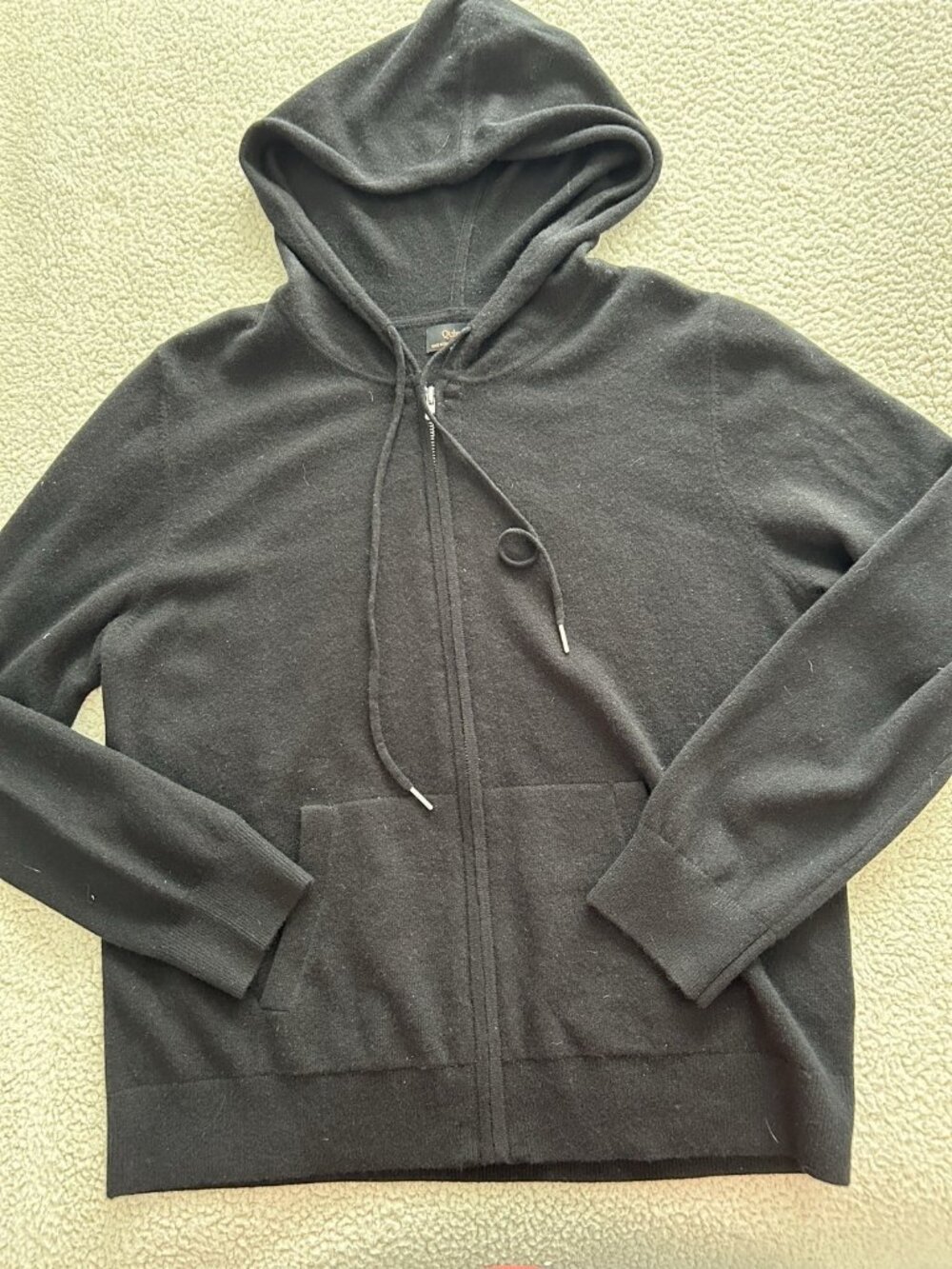 Quince $268 Mongolian Cashmere Full-Zip Hoodie Black Womens Size XL - Picture 15 of 16